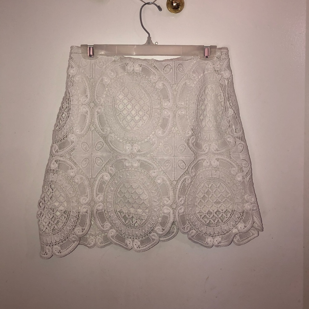 White lace Xhiliration mini skirt